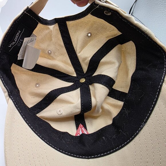 Volcom One Size Beige Adjustable Cotton Logo Baseball Cap O/S Casual Lightweight - Picture 7 of 9